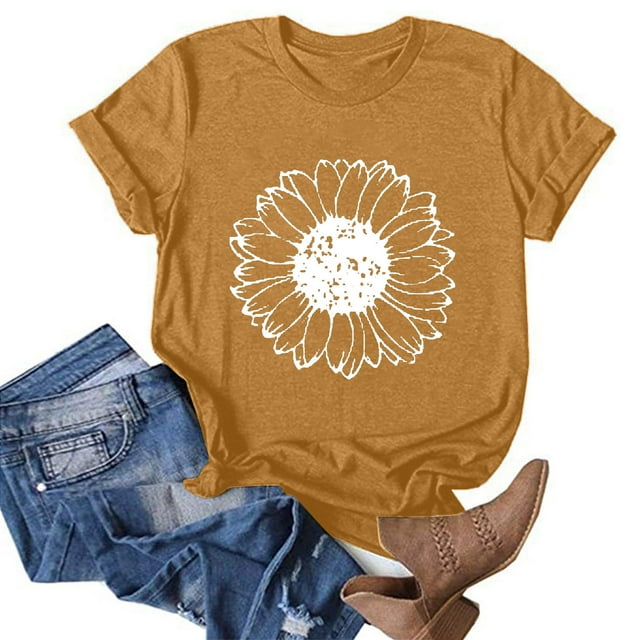 LSLJS T-Shirts pour Femmes Mode Col Rond Imprimé Manches Courtes T-shirt Décontracté Ample Hauts