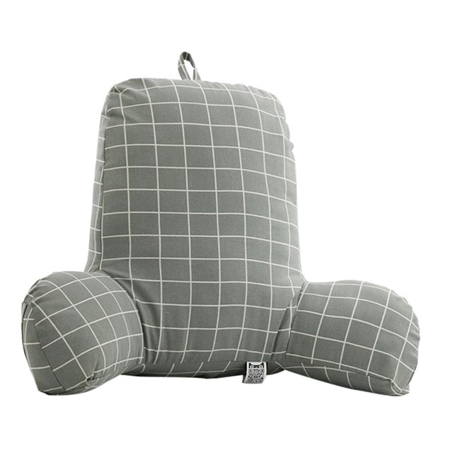 GUOOL Bed Rest Backrest Reading Velvet Chair Back Support Lounger Grid Grey Grid