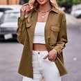 thumbnail image 2 of Kaemgyyd Womens Fall Winter Outfits Fashion Clothes Shackets Casual Solid Button down Long Sleeve Shirts Jackets, 2 of 7