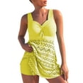 thumbnail image 1 of Plus Size Women's Bikini Split Fluorescent Multicolor Mesh Swimsuit Two-Piece Set, 1 of 3