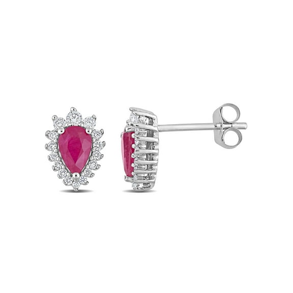 Everly Women's Ruby and Diamond 14k White Gold Earrings