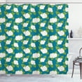 thumbnail image 1 of Jasmine Shower Curtain, Exotic Summer Foliage Concept Bouquet of Wedding Flowers Pattern, Fabric Bathroom Set with Hooks, 69W X 70L Inches, Lime Green White Petrol Blue, by Ambesonne, 1 of 3