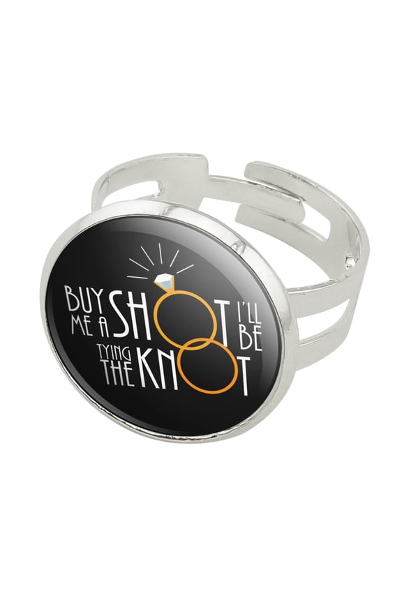 Buy Me A Shot I'll Be Tying The Knot Bachelorette Bachelor Party Wedding Silver Plated Adjustable Novelty Ring