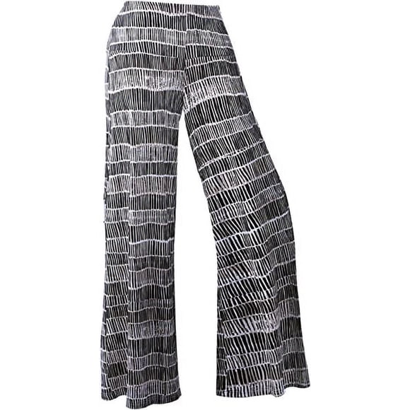 Women's elastic wide leg pants(Black Gray Stripe)