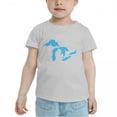 thumbnail image 2 of Map of Great Lakes Lake Champlains Funny Toddler T-Shirts for Boys Girls (Gray, 5/6T), 2 of 5