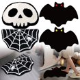 thumbnail image 1 of TRUEDAYS Halloween Decor Mat For Bathroom Gothic Cute Halloween Decoration Black White Half Circle Mat Non Rug Bathroom Mat Plush Shower Rug, 1 of 9