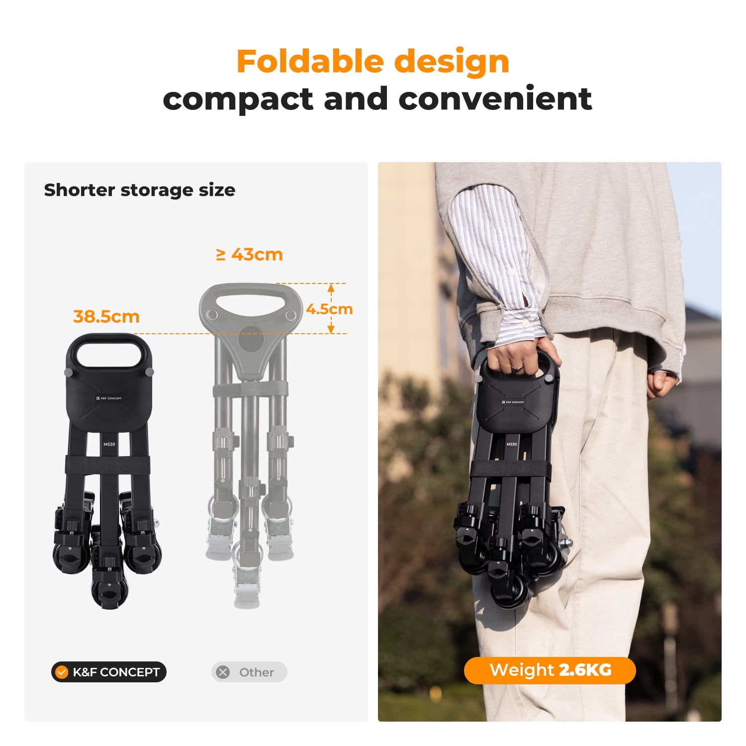 K&F CONCEPT Photography Tripod Dolly, Heavy Duty with 3" Rubber Wheels 44lbs Capacity Tripod Wheels, Compact Video Tripod Dolly with Adjustable Legs and Carry Bag for DSLR Cameras Camcorder