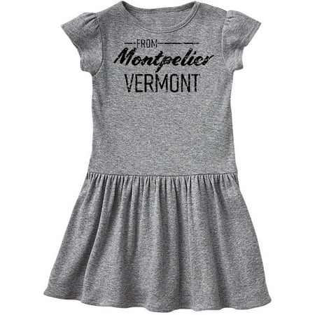 

Inktastic From Montpelier Vermont in Black Distressed Text Gift Toddler Girl Dress