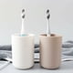 thumbnail image 3 of Vasos para cepillos de dientes 2 piezas, soporte para cepillos de dientes para baño, vaso, vaso de plástico de 300 ml (blanco y marrón), 3 of 5