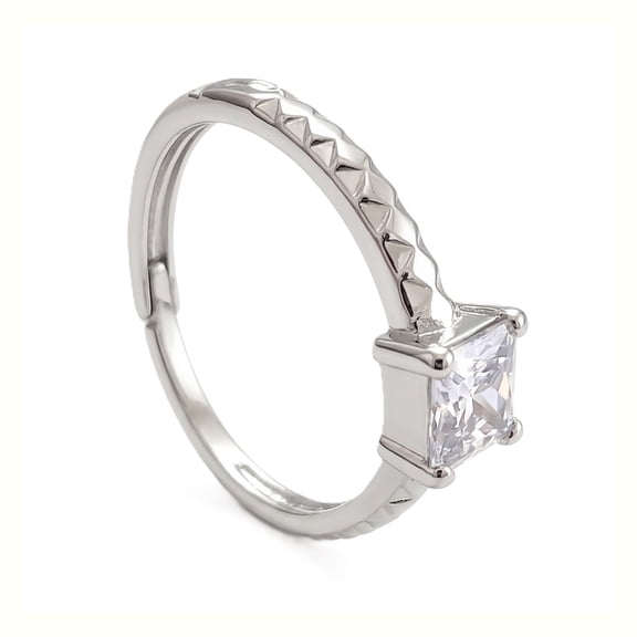 925 Pure Silver The "Prism Textured" Princess Ring