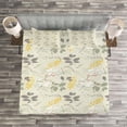 thumbnail image 3 of Ambesonne Vintage Quilted Bedspread Set 3 Pcs, Farm Florals Swirl, King Size, Charcoal Grey Marigold, 3 of 3