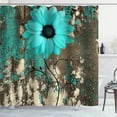 thumbnail image 2 of Teal Floral Shower Curtain, Vintage Country Barn Wood Retro Wooden Board Blooming Turquoise Daisy Butterfly Rustic Farmhouse Bathroom Decor, Waterproof Fabric Shower Curtain, 72 X 72 Inch, 2 of 5