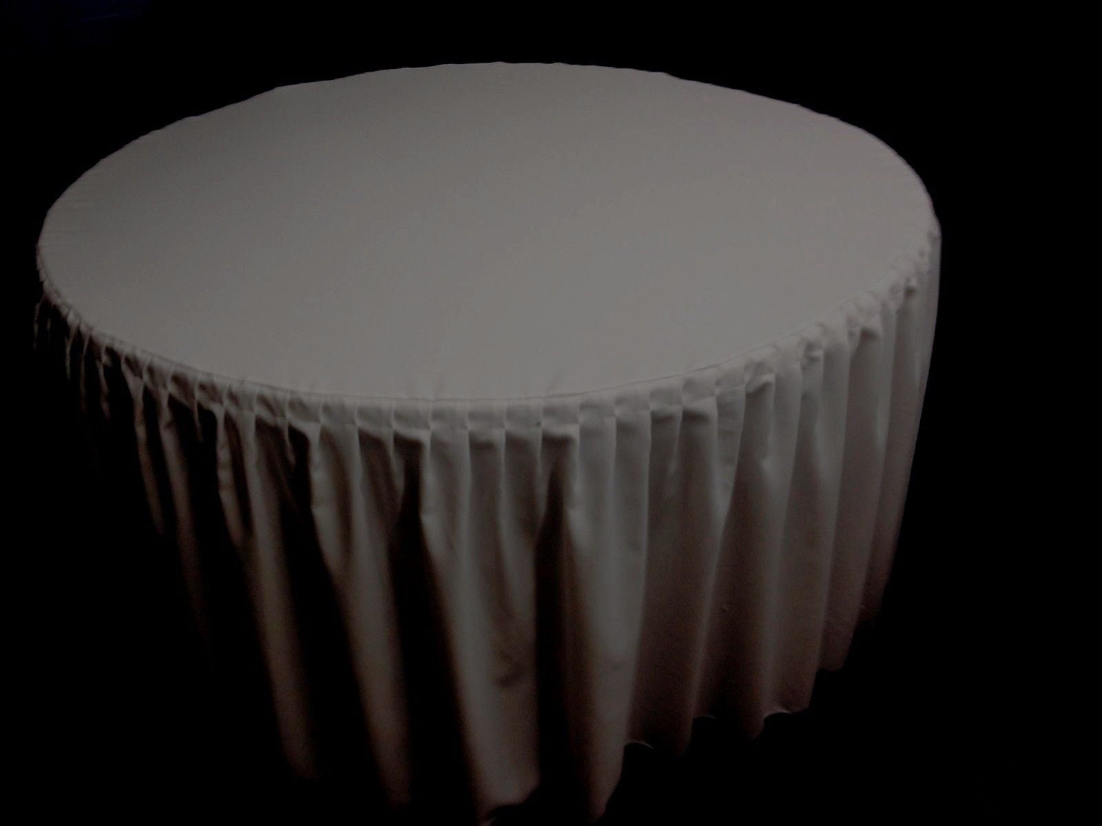 60" Round Pleated Table Cover Skirt Polyester w/ Top Topper tablecloth