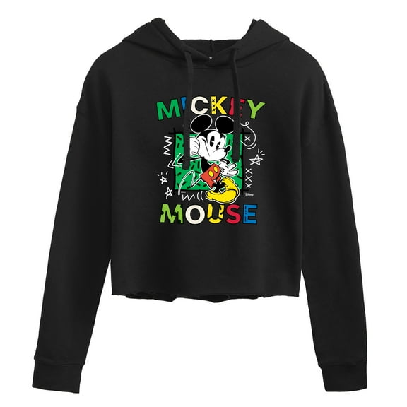 Disney - Mickey Mouse Cartoon Pop - Juniors Cropped Pullover Hoodie