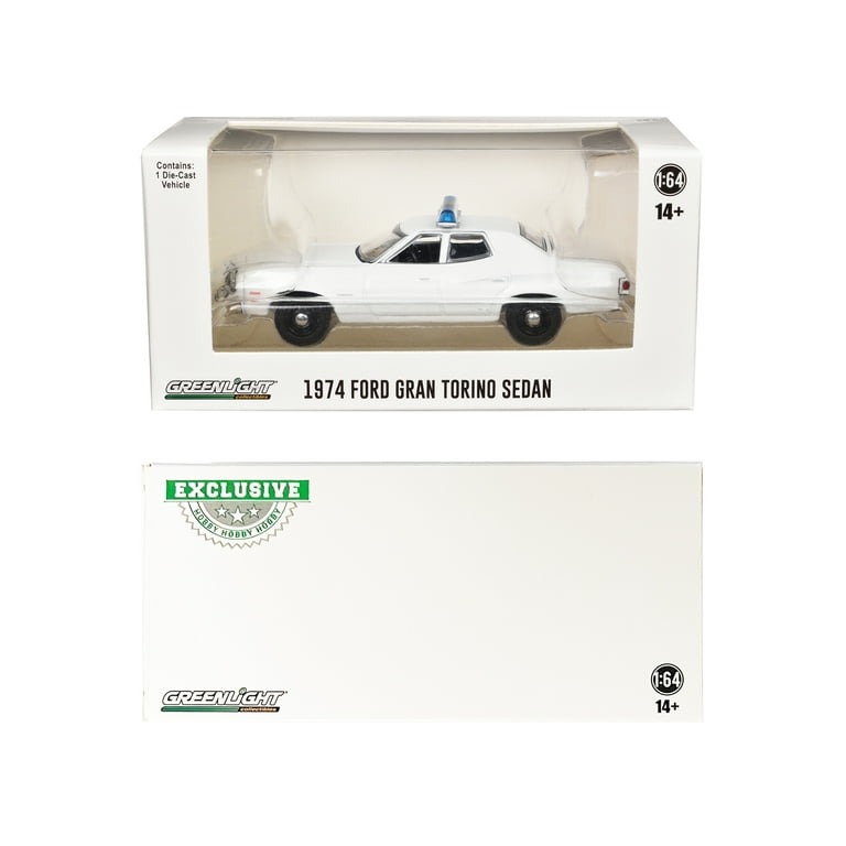 1974-1976 Ford Gran Torino Sedan Police Car White with Light Bar 1