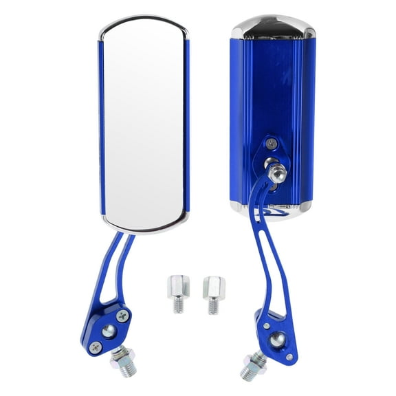 Unique Bargains Motorcycle Rear View Mirrors Bar End Side Mirrors Mount Aluminum Alloy Metal Blue Adjustable M8/M10 Square Shape