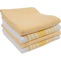 KAF Home Madison Cotton Kitchen Towels Set, Soft and Absorbent Dish Towels, 18” x 28”, Sunshine, 4 Pack