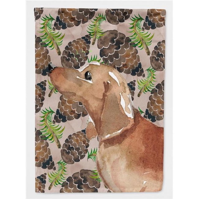 Caroline's Treasures BB9581GF Cônes de Pin Dachshund Rouge Beige Drapeau Format Jardin