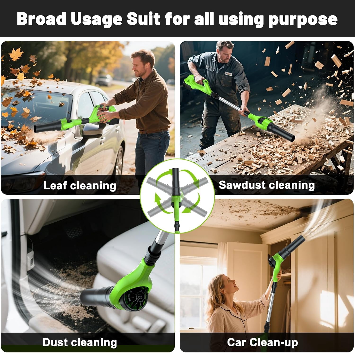 AP Leaf Blower Cordless,40V Electric Leaf Blower Cordless with 2 Batteries,Adjustable 300° Multi-Angle Rotation Nozzle 3 Speed Modes 500CFM/180MPH for Lawn Care,Patio, Dust, Leaves,Yard,Car,Gutter