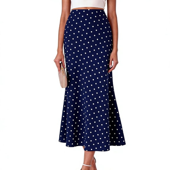CYiJun Womens Maxi Skirt Summer Casual High Waisted Flowy Polka Dots Long Skirts