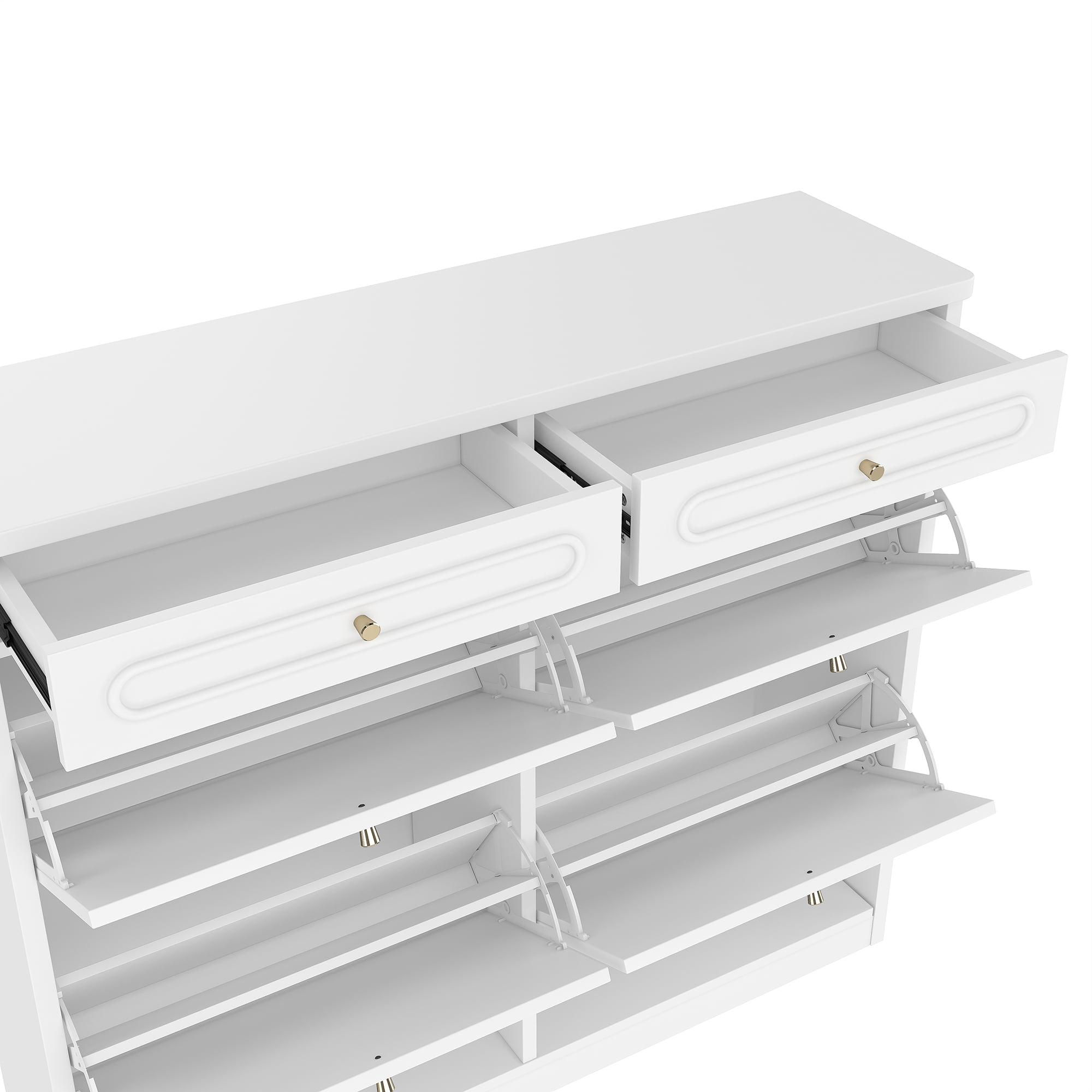 Jopath Shoe Cabinet with 4 Flip Drawers and 2 Storage Drawers,Farmhouse Wooden Sturdy Shoes Rack Organizer for Hallway,Closet,Living Room,Bedroom,White