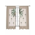 thumbnail image 2 of Sheer Curtains 63 Inches Long, Palm Trees Light Filtering Window Curtains for Living Room/Bedroom, Brown Tropical Plants Summer Green Rod Pocket Voile Sheer Curtain Drapes, 52"W x 63"L, 2 Panels, 2 of 8