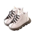 thumbnail image 2 of BXJX Girls Ankle Boots, Warm Fleece Lined Slip-Resistant Soft Sole Lace Up Boots for Fall Winter Beige Size 8 Toddler, 2 of 8