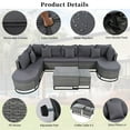 thumbnail image 3 of 7 Pieces Large Size Outdoor Wicker Sofa Set, Rattan Conservation Sectional Free Combination, Patio Furniture With 2 Coffee Table And Pillows For Garden And Deck, Beige,Gray, 3 of 19