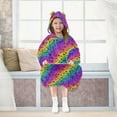 thumbnail image 6 of Wearable Blanket Hoodie for Kids Rainbow Paw Print Stars Flannel Hooded Blanket with Pockets and Sleeves Suitable for Boys and Girls, 6 of 7