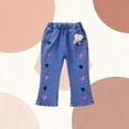 thumbnail image 4 of Cowsor Toddler Girls Pearl Embellished Stretch Flare Jeans Patch Detail Denim Long Pants Breathable Casual Bottoms For 6 Months-6 Years Old, 4 of 5