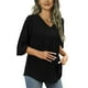 thumbnail image 1 of Tops de verano para mujer: túnica holgada con cuello en V y manga 3/4, poliéster, informal/trabajo/cita, para combinar con leggings, 1 of 6
