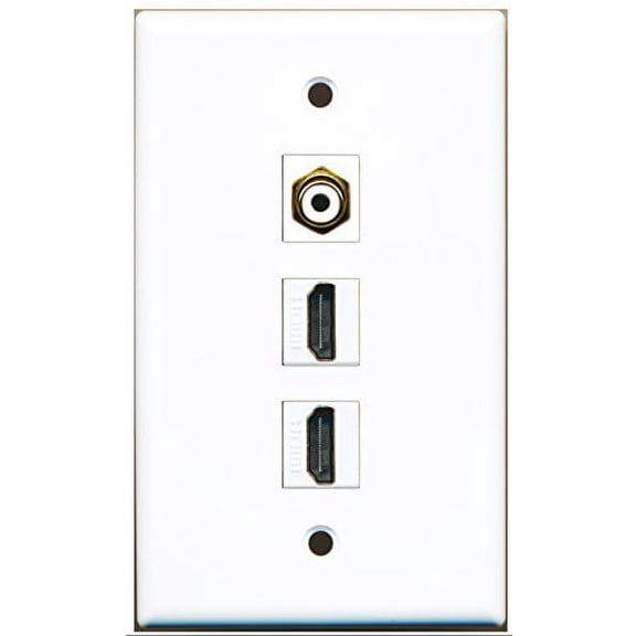 RiteAV - 2 Port HDMI 1 RCA White Wall Plate
