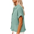 thumbnail image 4 of Posijego Womens Summer Linen Tops Short Sleeve Collared Button down Shirts Business Casual Work Office Blouses, 4 of 9