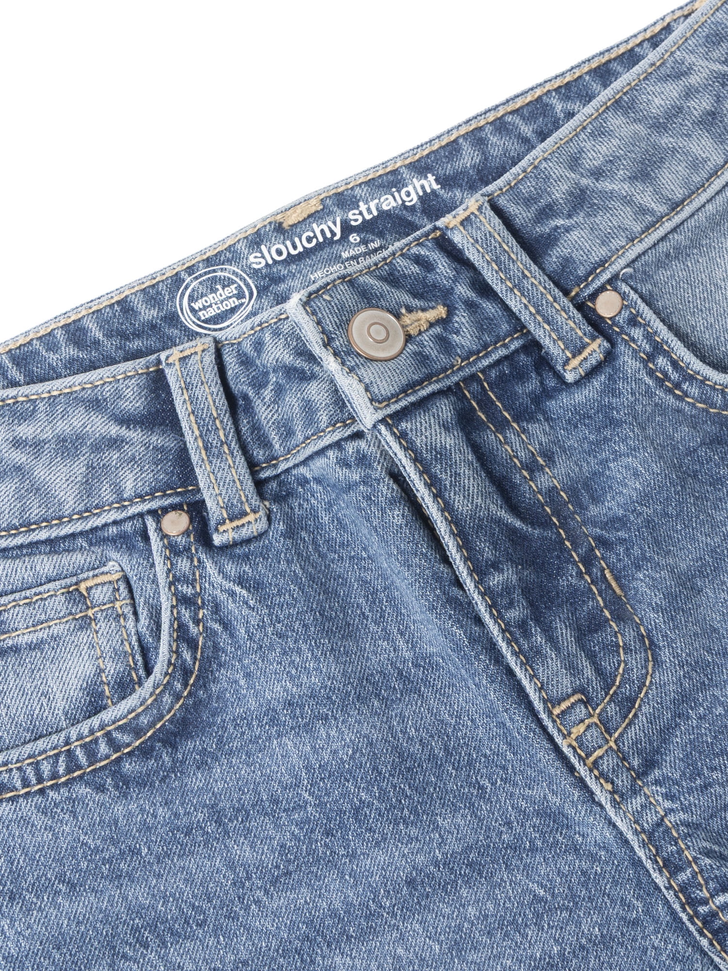 Wonder Nation Girls Slouchy Straight Jeans, Sizes 5-18