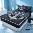 thumbnail image 3 of Erosebridal Nautical Anchor Zipper Twin Comforter Sets with Fitted Sheet and 2 Pillowcases, Marine Zipper Bedding Set, Navy Reversible, 3 of 7