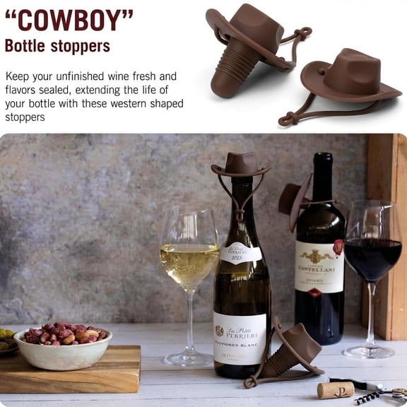 2pcs Hat Wine Stoppers - Funny Silicone Bottle Stopper Set Keeps Wine Fresh, Wine Accessories Gift for Wine Lovers, Stocking Stuffers White Elephant Gifts for Adults Men Women