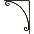 thumbnail image 4 of Ekena Millwork 1 1/2"W x 7 1/2"D x 10"H Legacy Wrought Iron Bracket, (Single center brace), Antiqued Pale Gold, 4 of 8