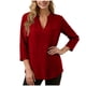 thumbnail image 1 of Tops de Manga Larga de las Mujeres Casual Color Sólido V Cuello Tres Cuartos de Manga Blusa Suave, 1 of 7