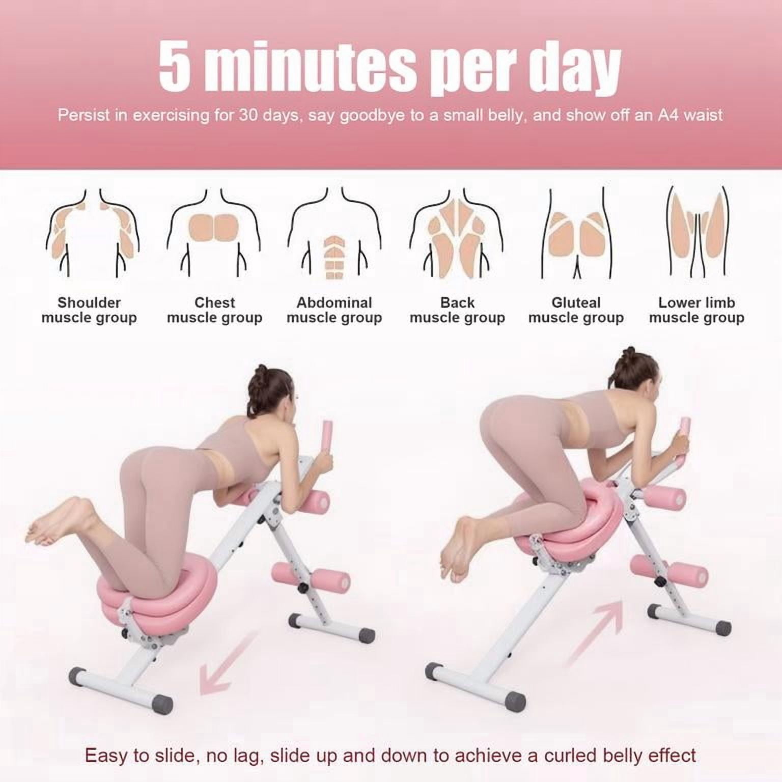 Korogimeeet Abdominal Workout Machine, 5 Height Settings & 3 Incline Angles, LCD Monitor Display, Silent Pulleys, Foldable Core Trainer for Home Gym, 44 x 16 x 31 Inch
