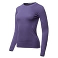 thumbnail image 2 of A2Y Women's Fitted Crew Neck Long Sleeve Side Slit Viscose Sweater Blue Berry S, 2 of 5