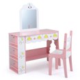 thumbnail image 1 of Costway Kids Vanity Set, Princess Girls Makeup Table with Mirror and Chair,Pink & White, 1 of 2