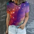 thumbnail image 4 of GUZYING Graphic Tees for Women Tank Tops for Women Fashion Women's Starry Print Casual Fashion Short Sleeve Tops Blouse(Purple,3XL), 4 of 6