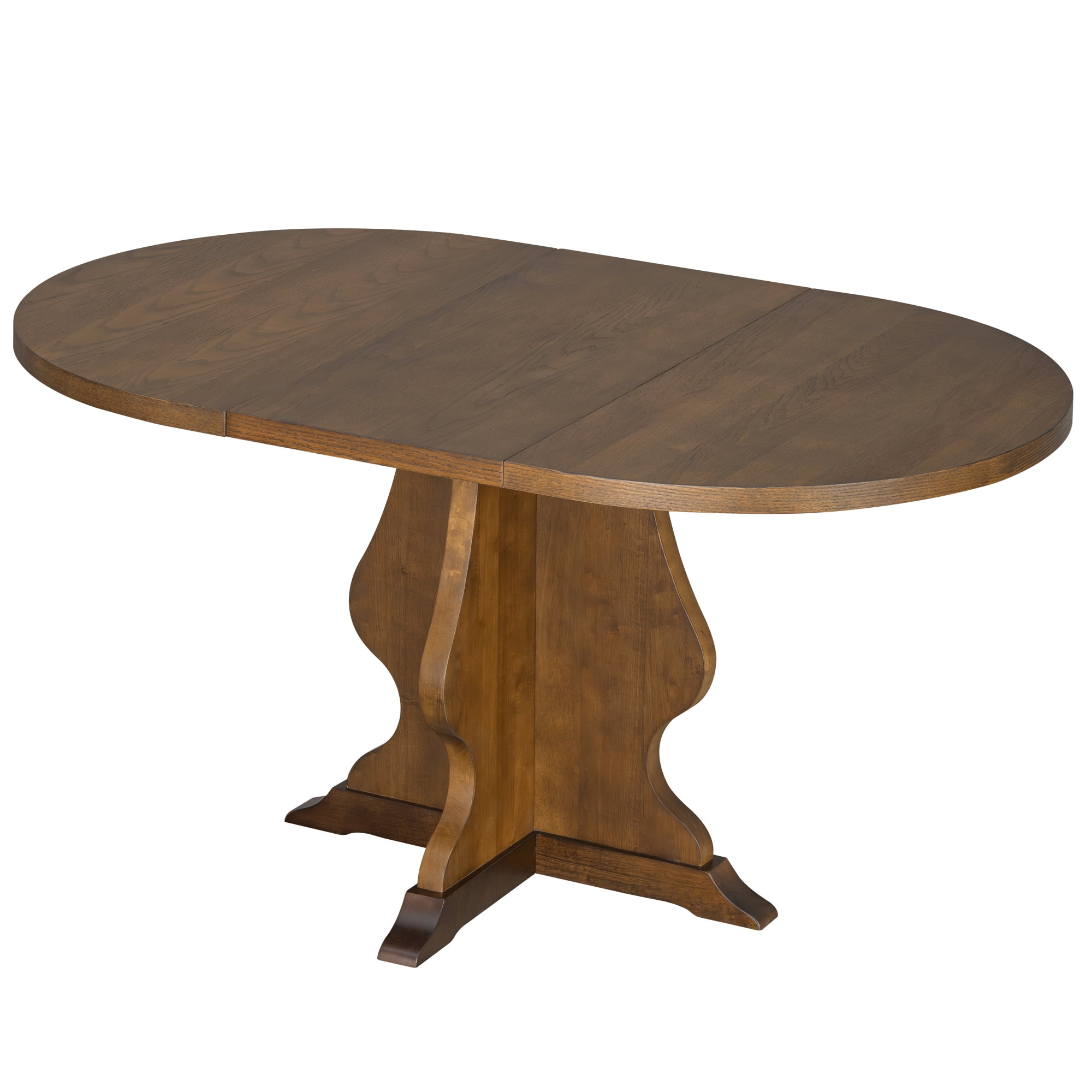 Euroco 5-Piece Round Dining Table Set for 4, 58" Extendable Kitchen Table with 4 Upholstered Chairs,Solid Wood Dining Set for Small Space,Brown