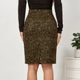thumbnail image 2 of UFOUND Women Suede Leopard Pencil Skirt Knee Length High Waist Print Bodycon Midi Skirts Relaxed Fit, 2 of 4