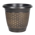 thumbnail image 5 of 12" Planter Pot with Saucer, Thickened Plastic Anti-Aging Flower Pot with Drainage Holes, Woven Texture, Plant Pot for Indoor And Outdoor Plants, Balcony, Garden,Golden,B, 5 of 7