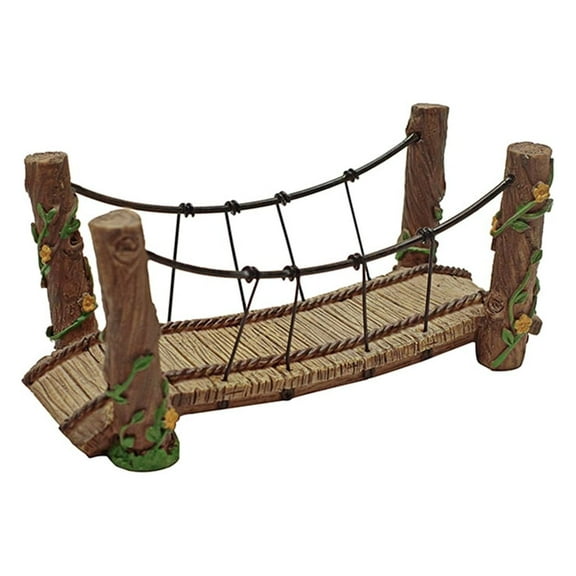 Arch Wooden Rope Bridge Outdoor Fairy Garden Ornament Miniature Dollhouse Accessory