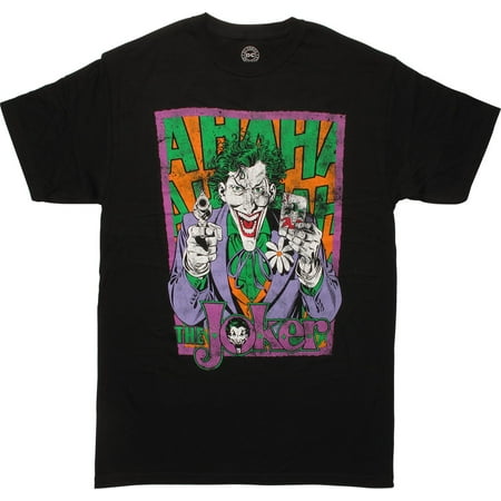 Joker Holding Gun and Card Ha Ha T-Shirt