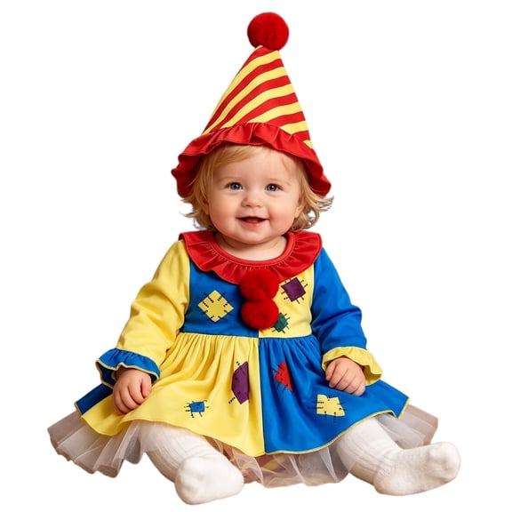 MEZZALL Child Girls Halloween Bodysuit Hat Jumpsuit Party Dress Romper Crew Neck Long Sleeve Adorable Onesies