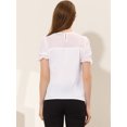 thumbnail image 4 of Camisa de manga corta con Cuello Redondo y encaje con Abertura En la espalda Allegra K Blanco M, 4 of 5