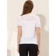thumbnail image 4 of Camisa de manga corta con Cuello Redondo y encaje con Abertura En la espalda Allegra K Blanco M, 4 of 5